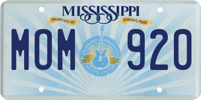 MS license plate MOM920