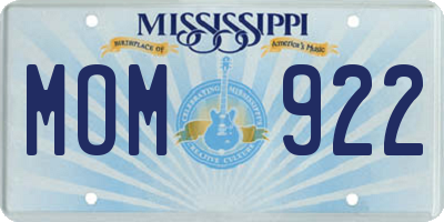 MS license plate MOM922