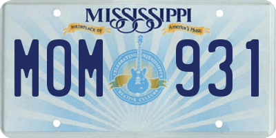 MS license plate MOM931