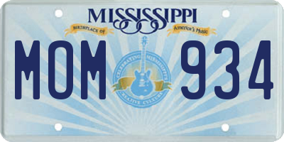 MS license plate MOM934