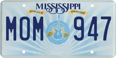 MS license plate MOM947