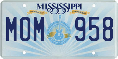 MS license plate MOM958