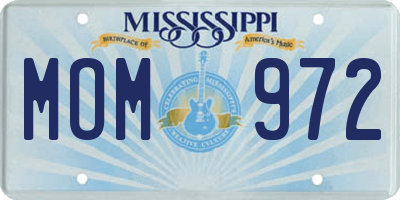 MS license plate MOM972