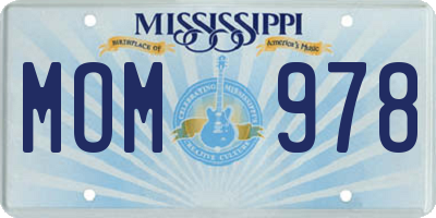 MS license plate MOM978