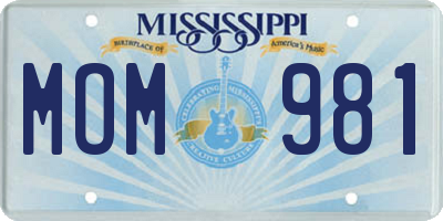 MS license plate MOM981