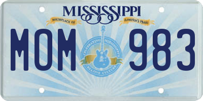 MS license plate MOM983