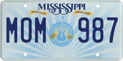MS license plate MOM987
