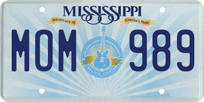 MS license plate MOM989