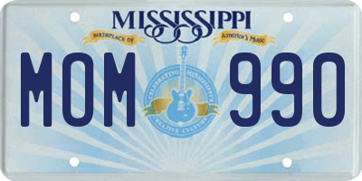 MS license plate MOM990