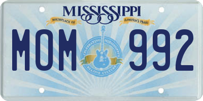 MS license plate MOM992