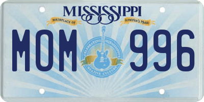 MS license plate MOM996