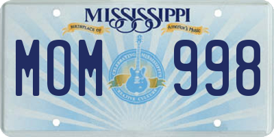 MS license plate MOM998
