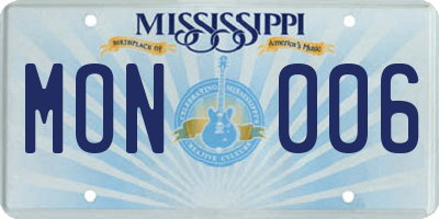 MS license plate MON006