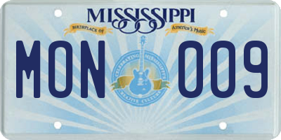 MS license plate MON009