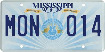 MS license plate MON014