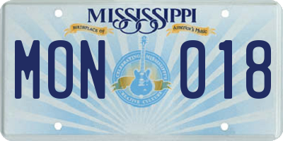 MS license plate MON018