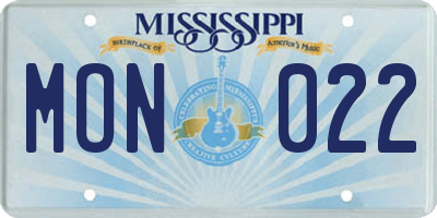 MS license plate MON022