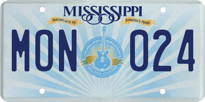 MS license plate MON024