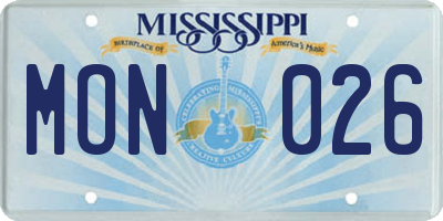 MS license plate MON026