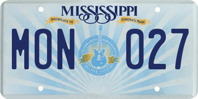 MS license plate MON027
