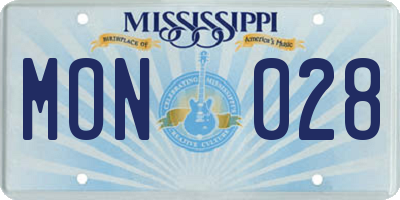 MS license plate MON028