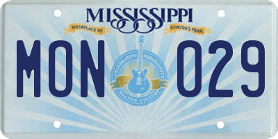 MS license plate MON029