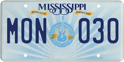 MS license plate MON030