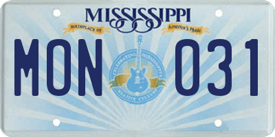 MS license plate MON031
