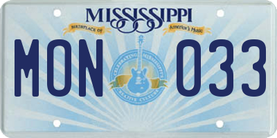 MS license plate MON033