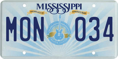 MS license plate MON034