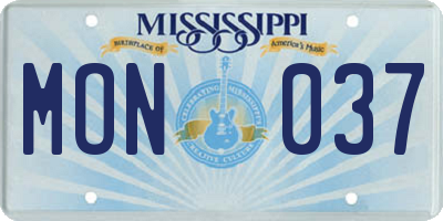 MS license plate MON037