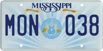 MS license plate MON038