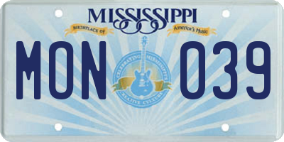 MS license plate MON039