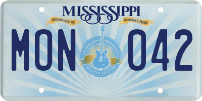 MS license plate MON042