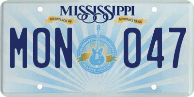 MS license plate MON047