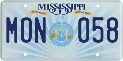 MS license plate MON058