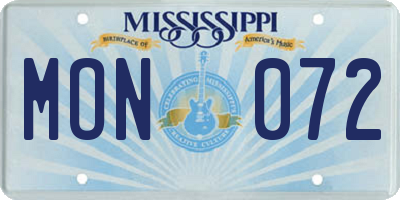 MS license plate MON072