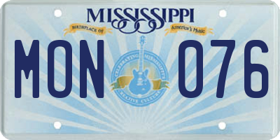 MS license plate MON076
