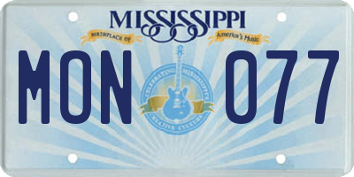 MS license plate MON077