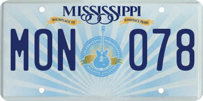MS license plate MON078