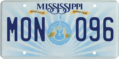 MS license plate MON096