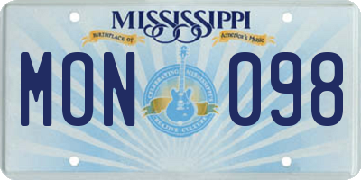 MS license plate MON098
