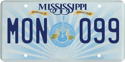 MS license plate MON099