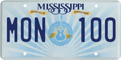 MS license plate MON100