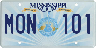MS license plate MON101