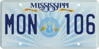 MS license plate MON106