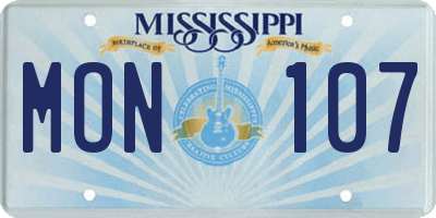 MS license plate MON107
