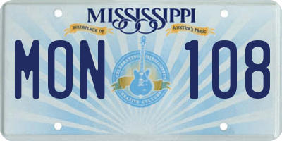 MS license plate MON108