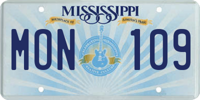 MS license plate MON109