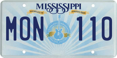 MS license plate MON110